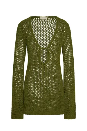 Montego Mini Tie Dress - Olive Petit Crochet Monday Swimwear