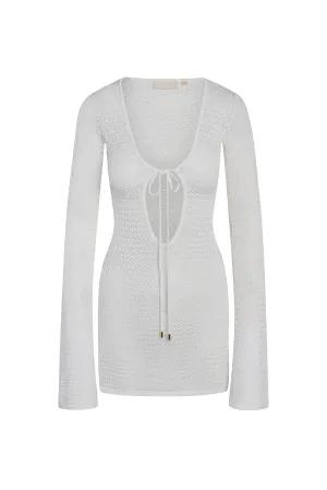 Montego Mini Tie Dress - White Lace Crochet Monday Swimwear