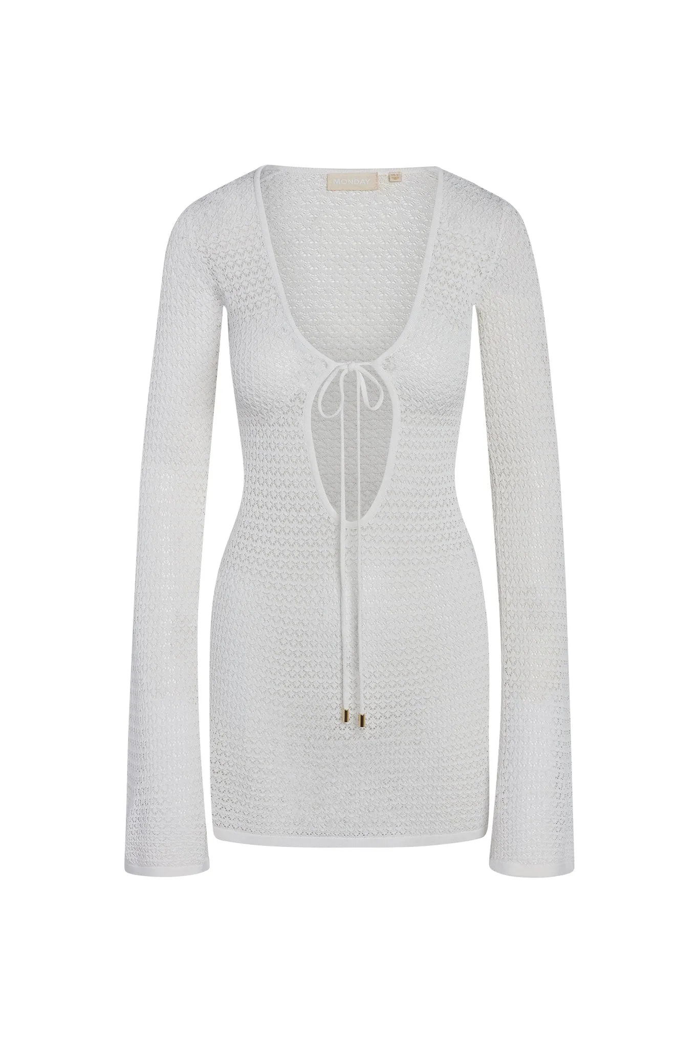 Montego Mini Tie Dress - White Lace Crochet Monday Swimwear