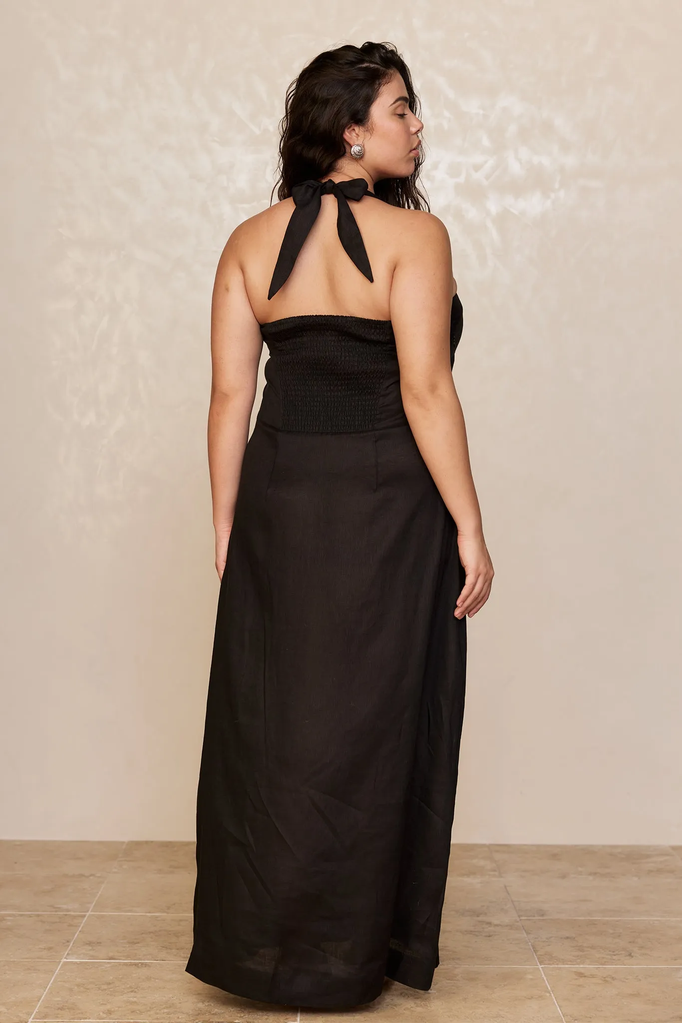 Montserrat Dress - Black Linen Monday Swimwear