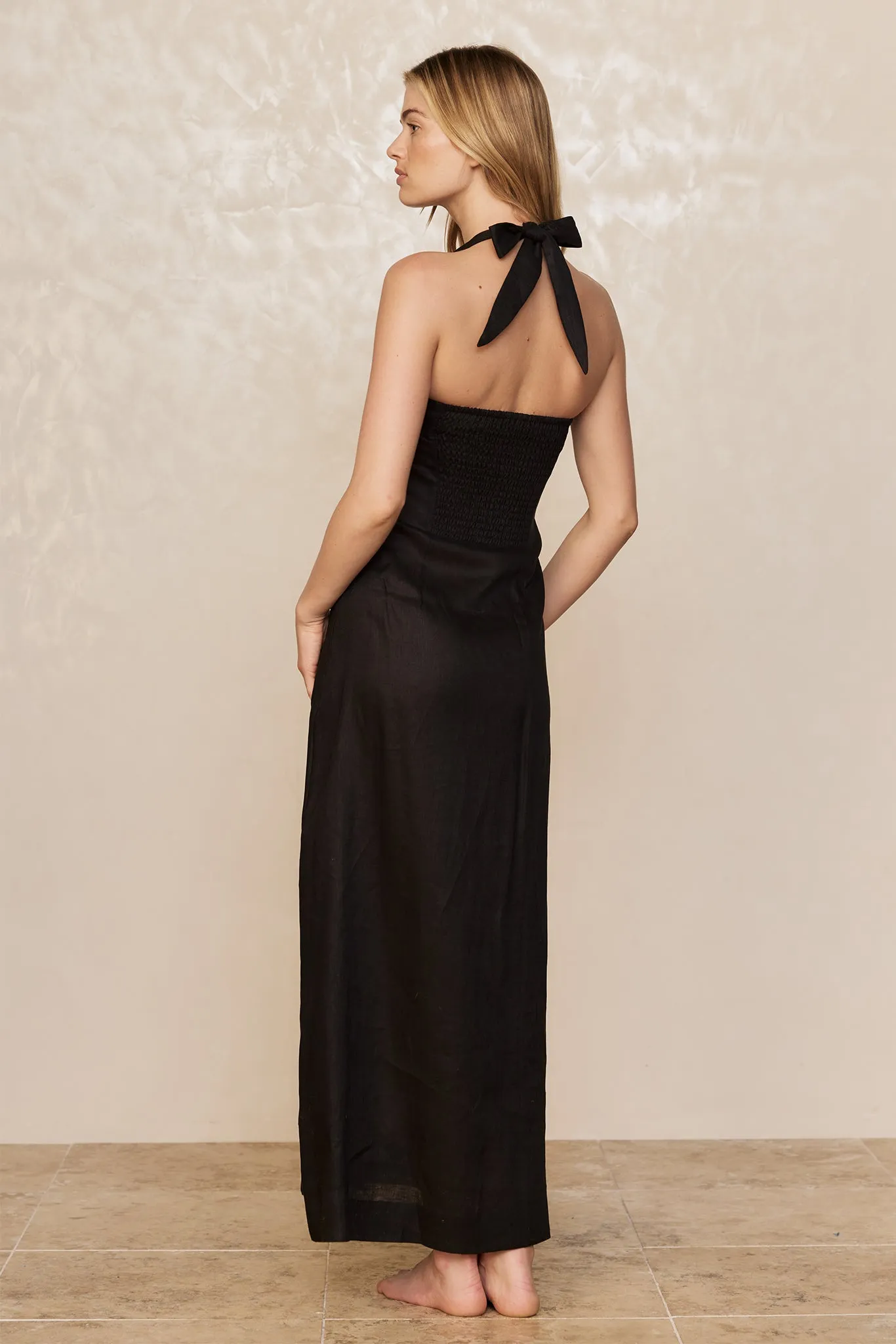 Montserrat Dress - Black Linen Monday Swimwear