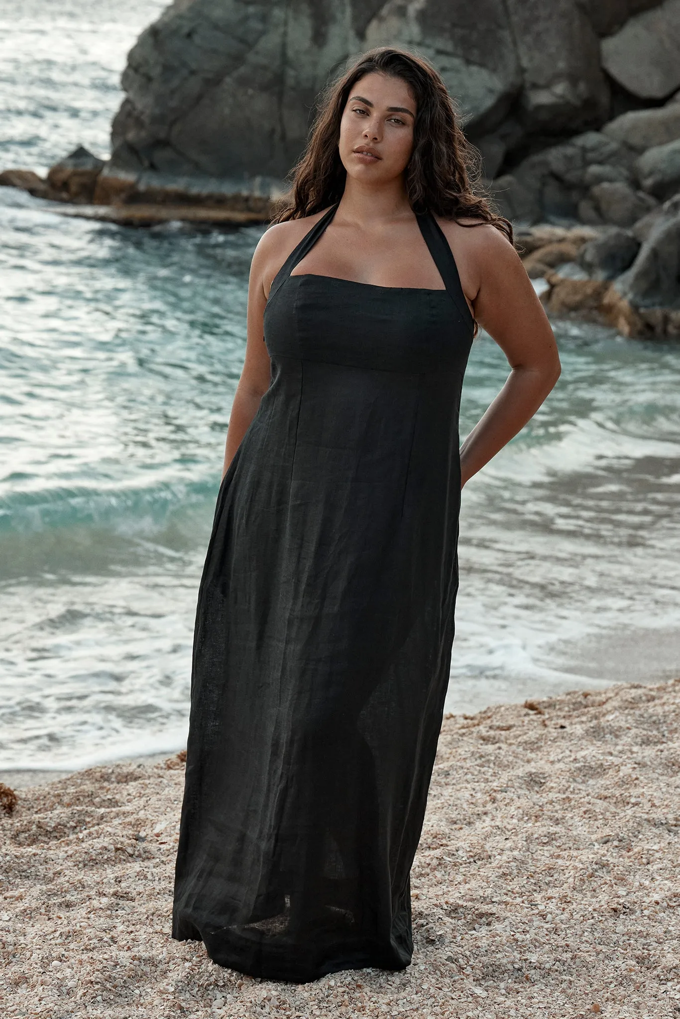 Montserrat Dress - Black Linen Monday Swimwear