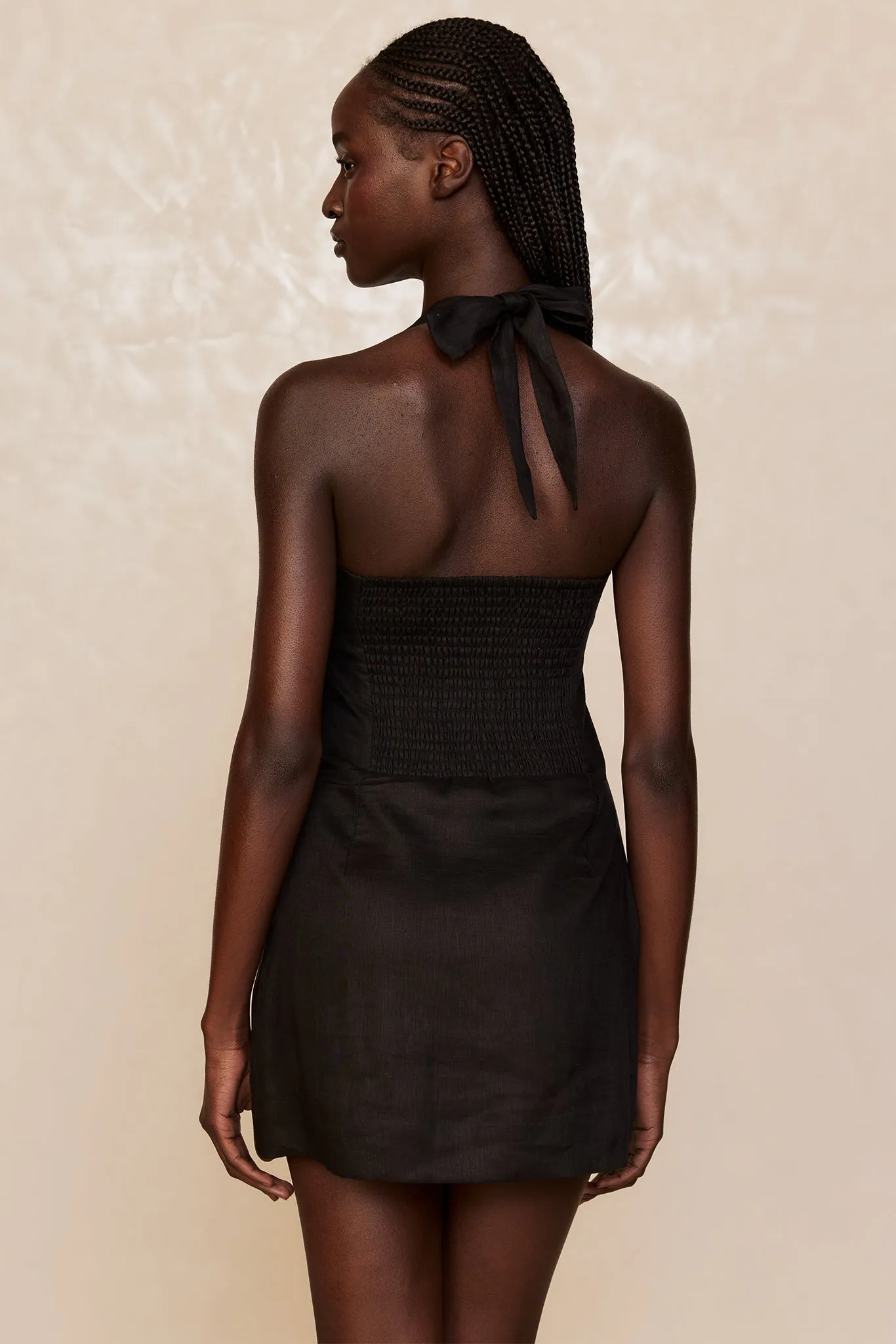 Montserrat Mini Dress - Black Linen Monday Swimwear