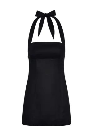 Montserrat Mini Dress - Black Linen Monday Swimwear