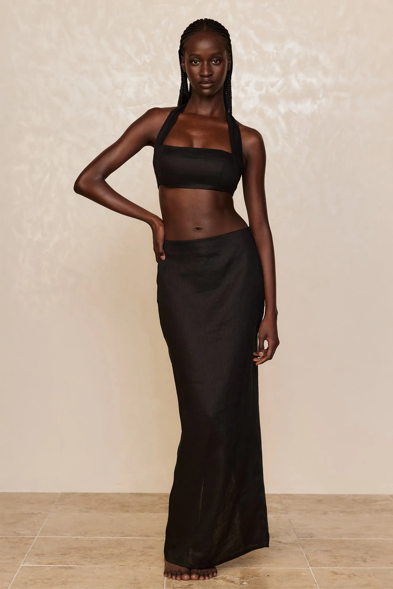 Montserrat Top - Black Linen Monday Swimwear