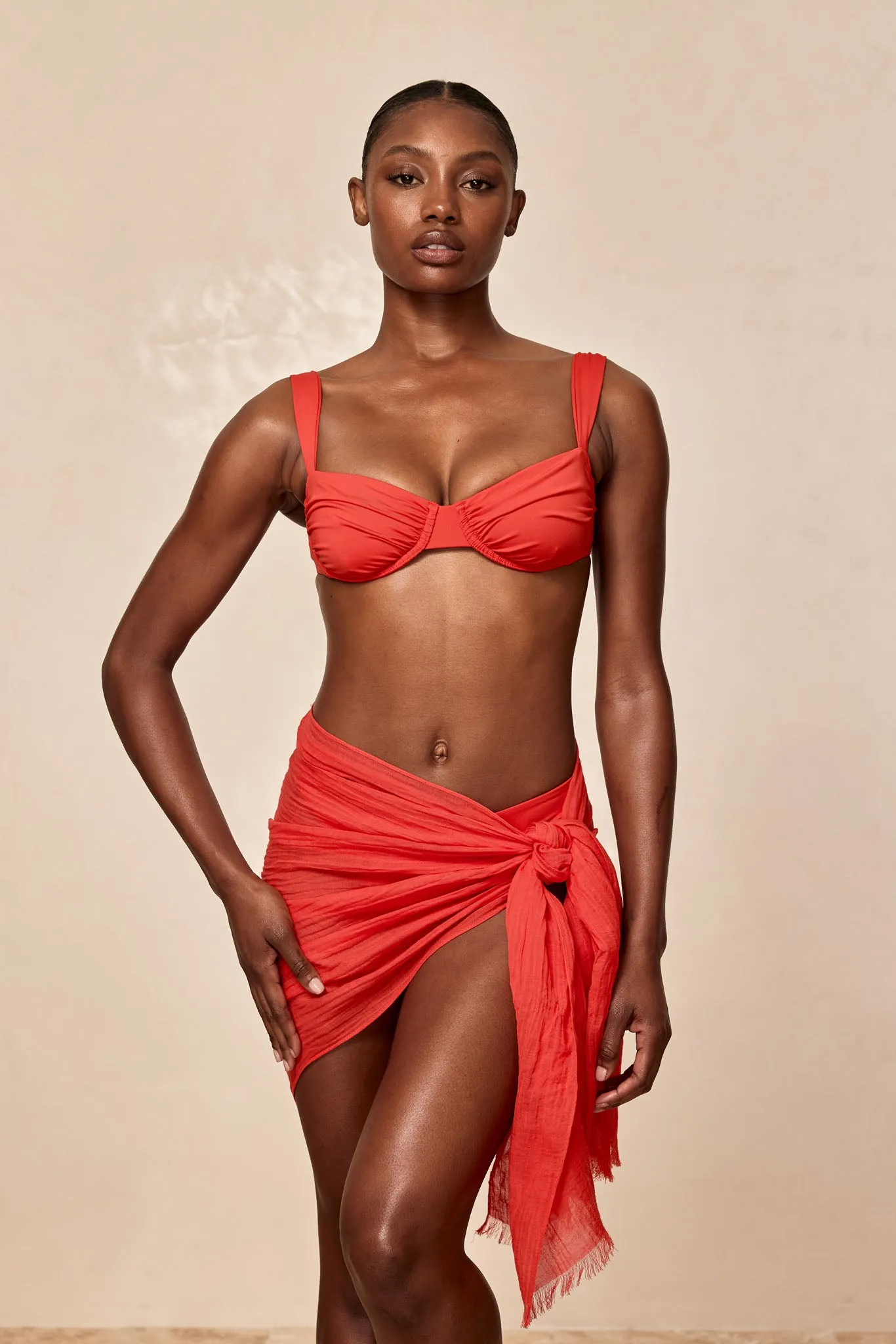 Mykonos Sarong - Chili Pepper Crinkle Monday Swimwear