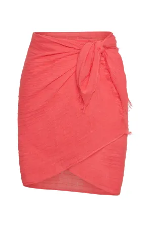 Mykonos Sarong - Strawberry Crinkle Linen Monday Swimwear