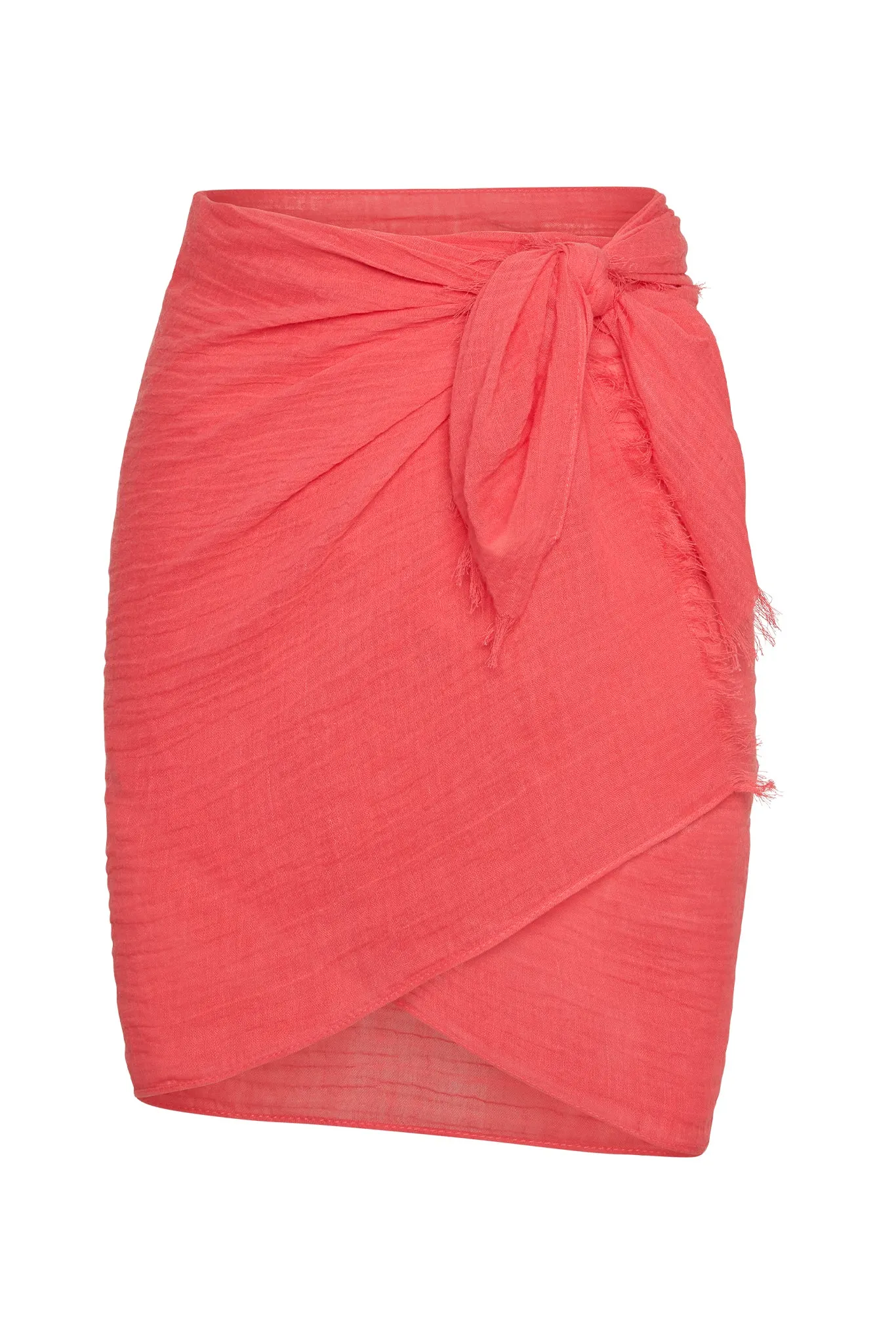 Mykonos Sarong - Strawberry Crinkle Linen Monday Swimwear