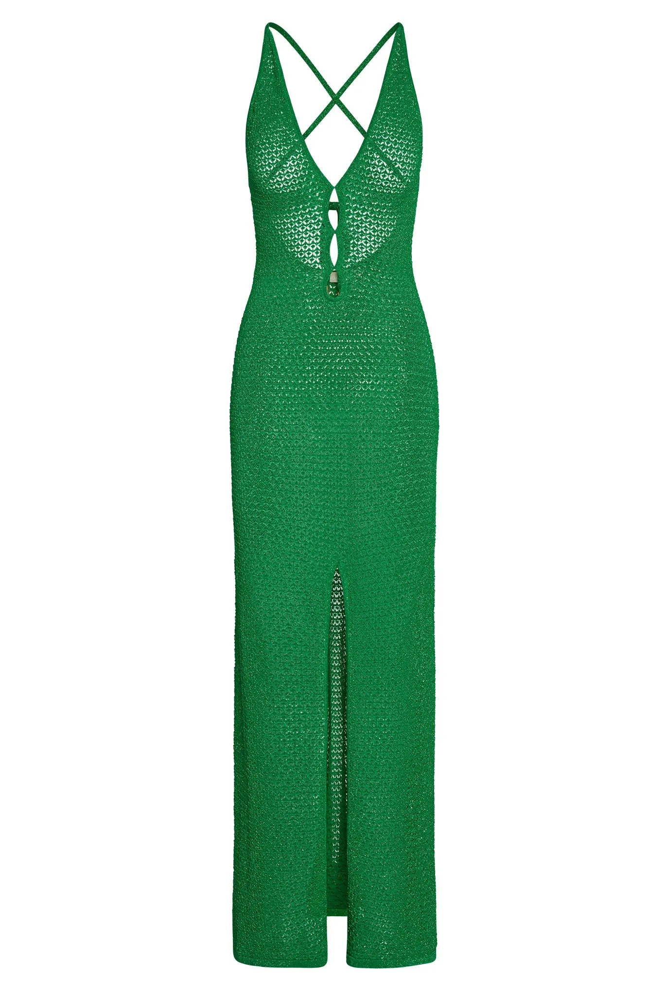 Ramatuelle Dress - Palm Green Lurex Lace Crochet Monday Swimwear