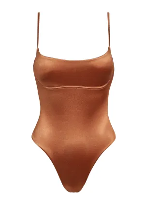 Sausalito One Piece - Bronze Shiny Jersey Monday Swimwear
