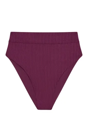 Sorrento Bottom - Eggplant Wide Rib Monday Swimwear