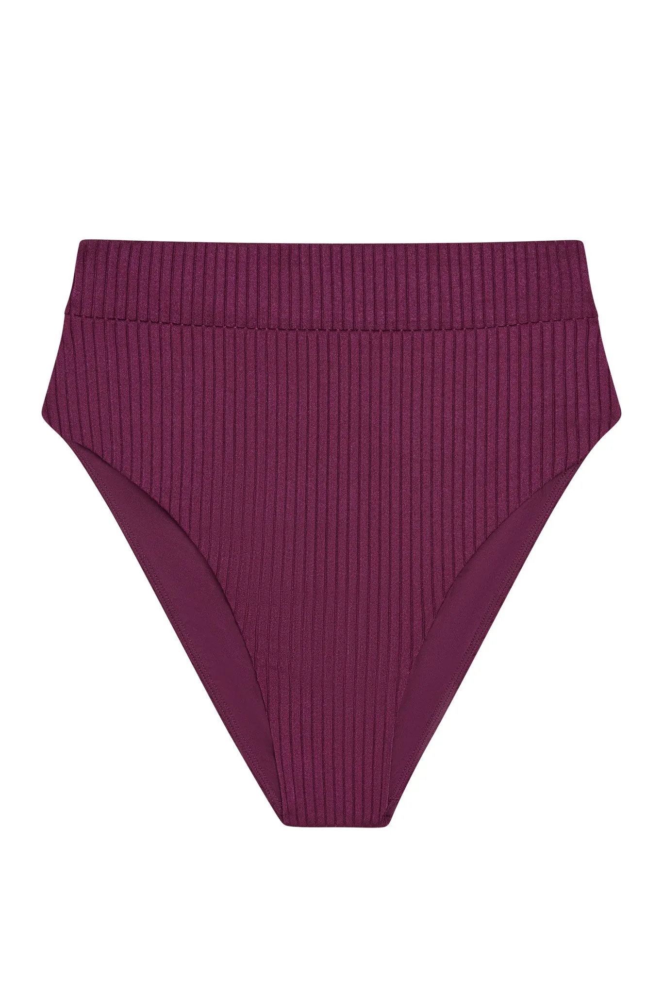 Sorrento Bottom - Eggplant Wide Rib Monday Swimwear