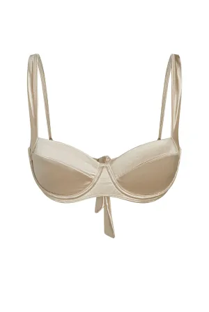 Sorrento Top - Champagne Shiny Jersey Monday Swimwear