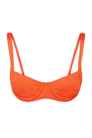 Sorrento Top - Papaya Wide Rib Monday Swimwear