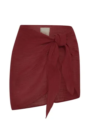South Beach Sarong - Burgundy Crinkle Linen Monday Swimwear