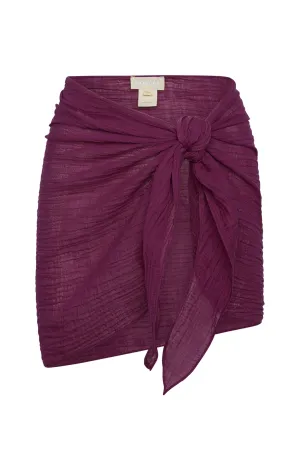South Beach Sarong - Eggplant Crinkle Linen Monday Swimwear