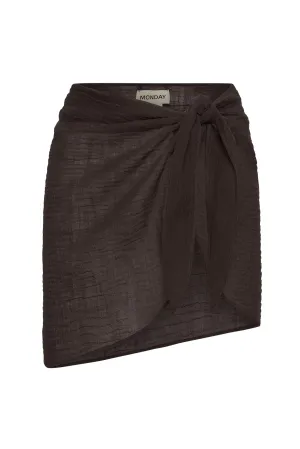 South Beach Sarong - Espresso Crinkle Linen Monday Swimwear