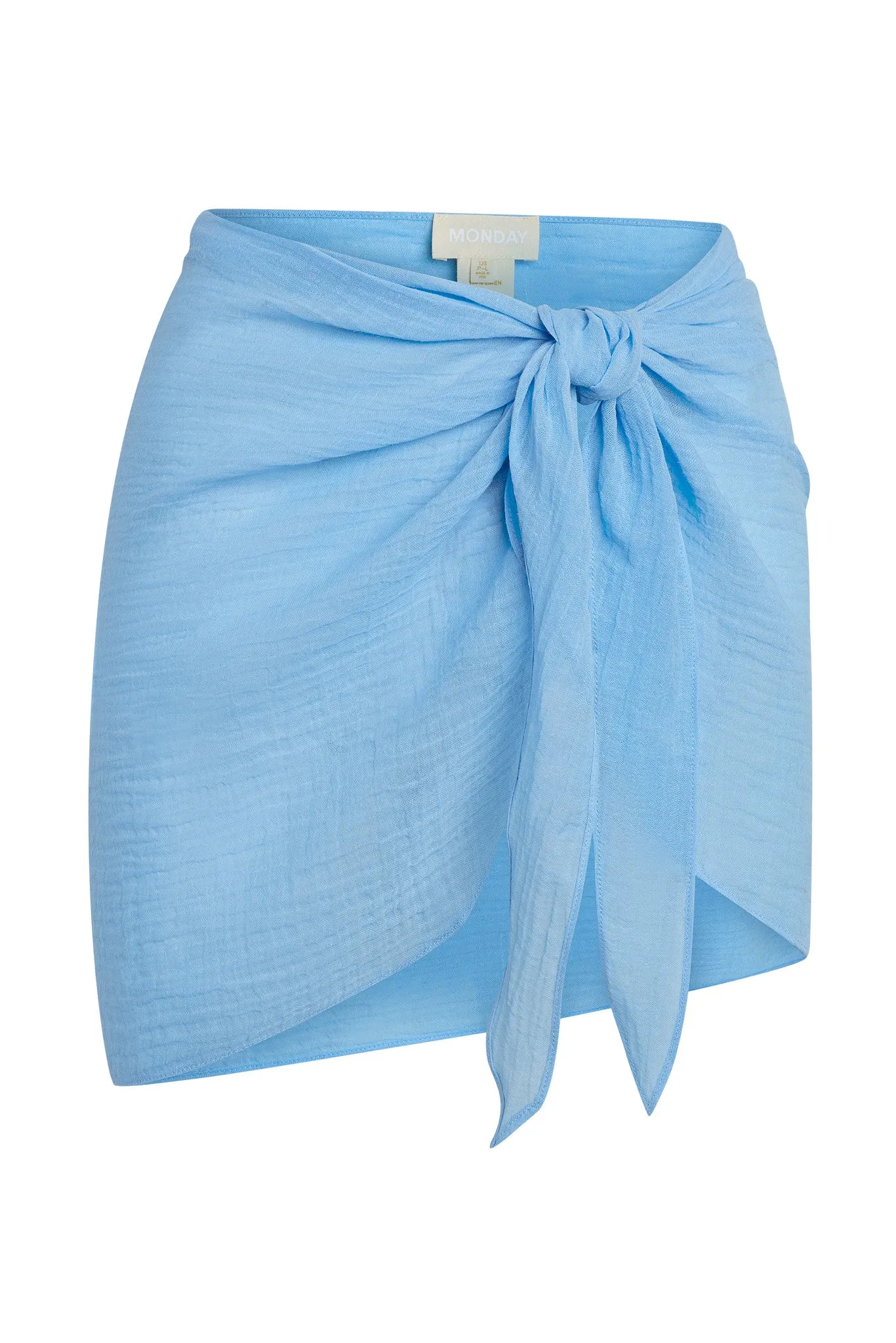 South Beach Sarong - Ibiza Blue Crinkle Linen Monday Swimwear