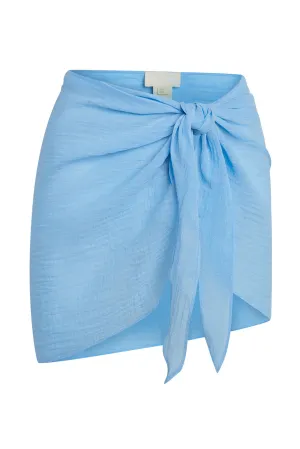 South Beach Sarong - Ibiza Blue Crinkle Linen Monday Swimwear