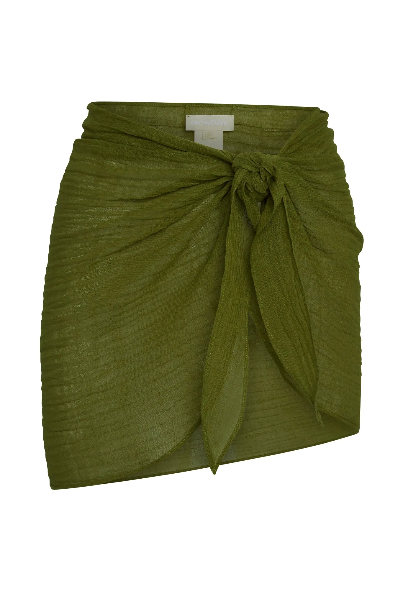 South Beach Sarong - Olive Crinkle Linen Monday Swimwear