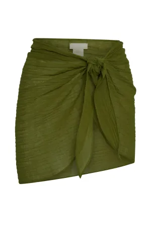 South Beach Sarong - Olive Crinkle Linen Monday Swimwear