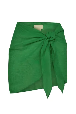 South Beach Sarong - Palm Green Crinkle Linen Monday Swimwear