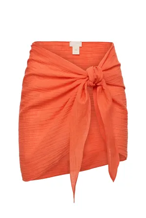 South Beach Sarong - Papaya Crinkle Linen Monday Swimwear