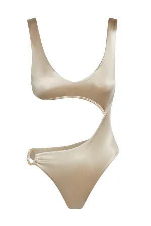 St. Barth's One Piece - Champagne Shiny Jersey Monday Swimwear