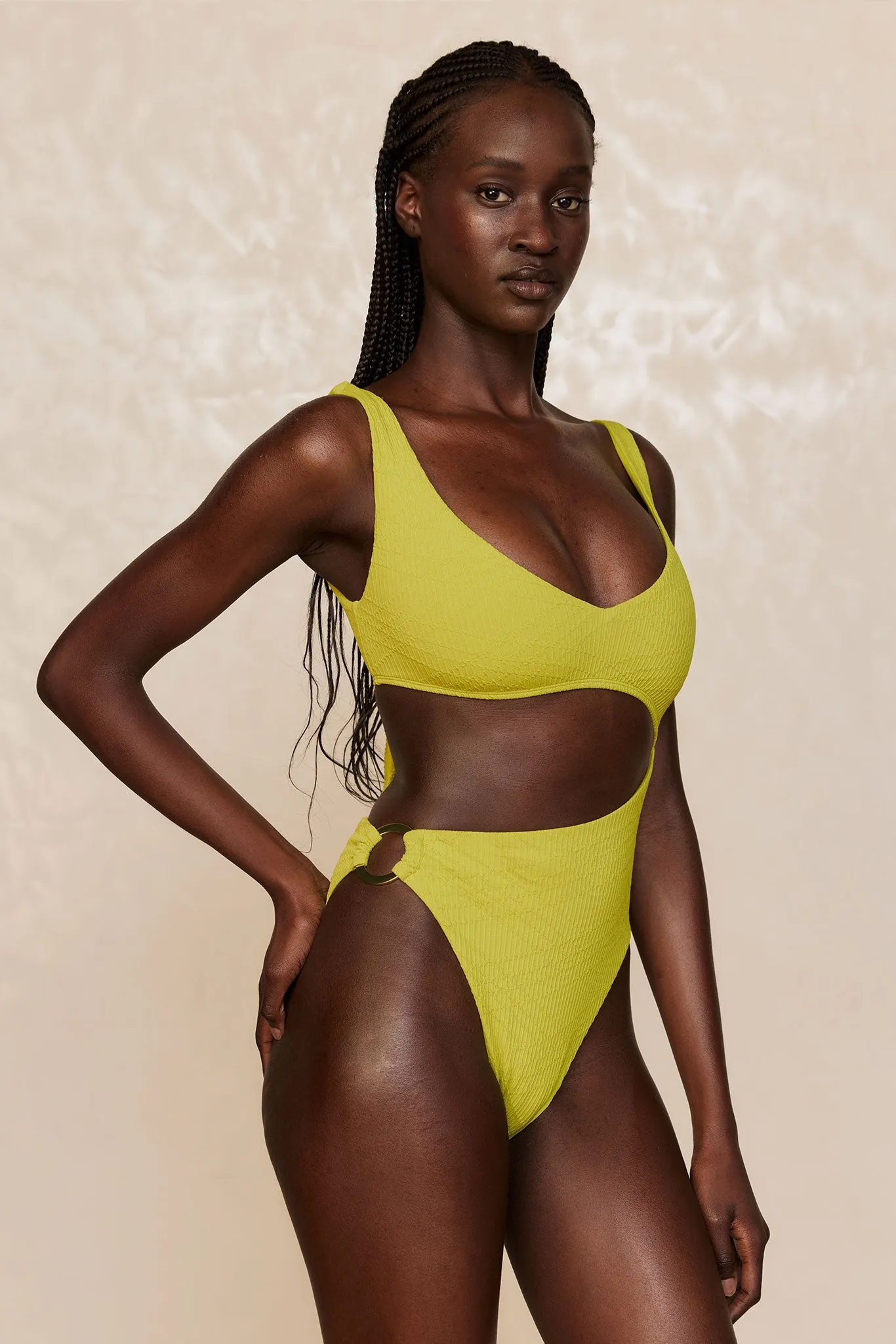 St. Barth's One Piece - Chartreuse Summer Plaid Monday Swimwear