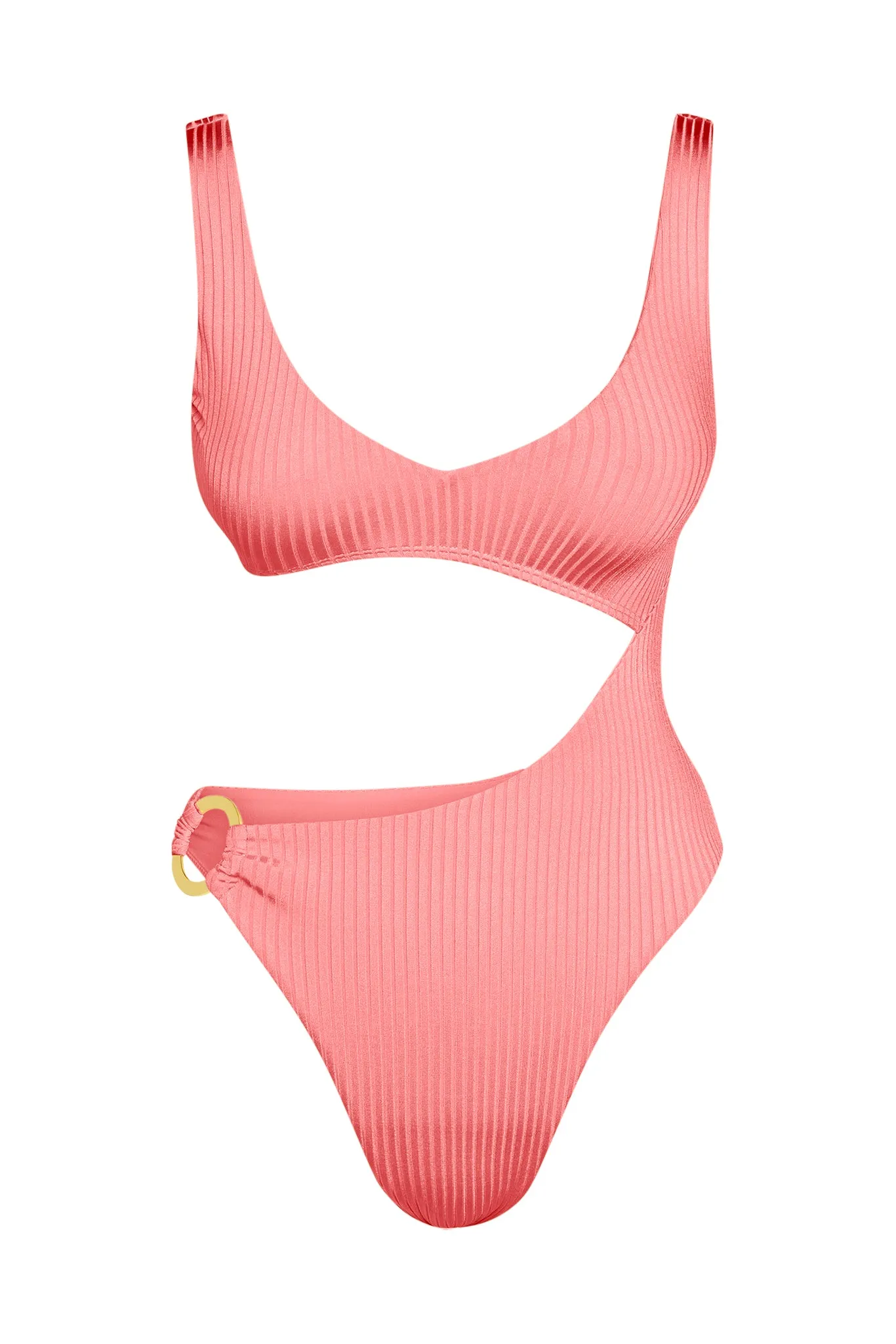 St. Barth's One Piece - Guava Wide Rib Monday Swimwear