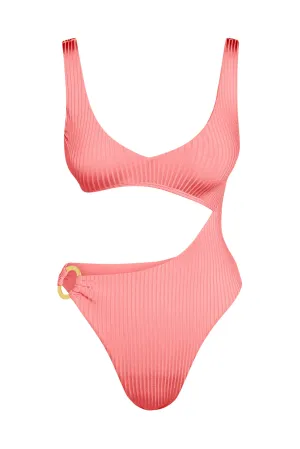 St. Barth's One Piece - Guava Wide Rib Monday Swimwear