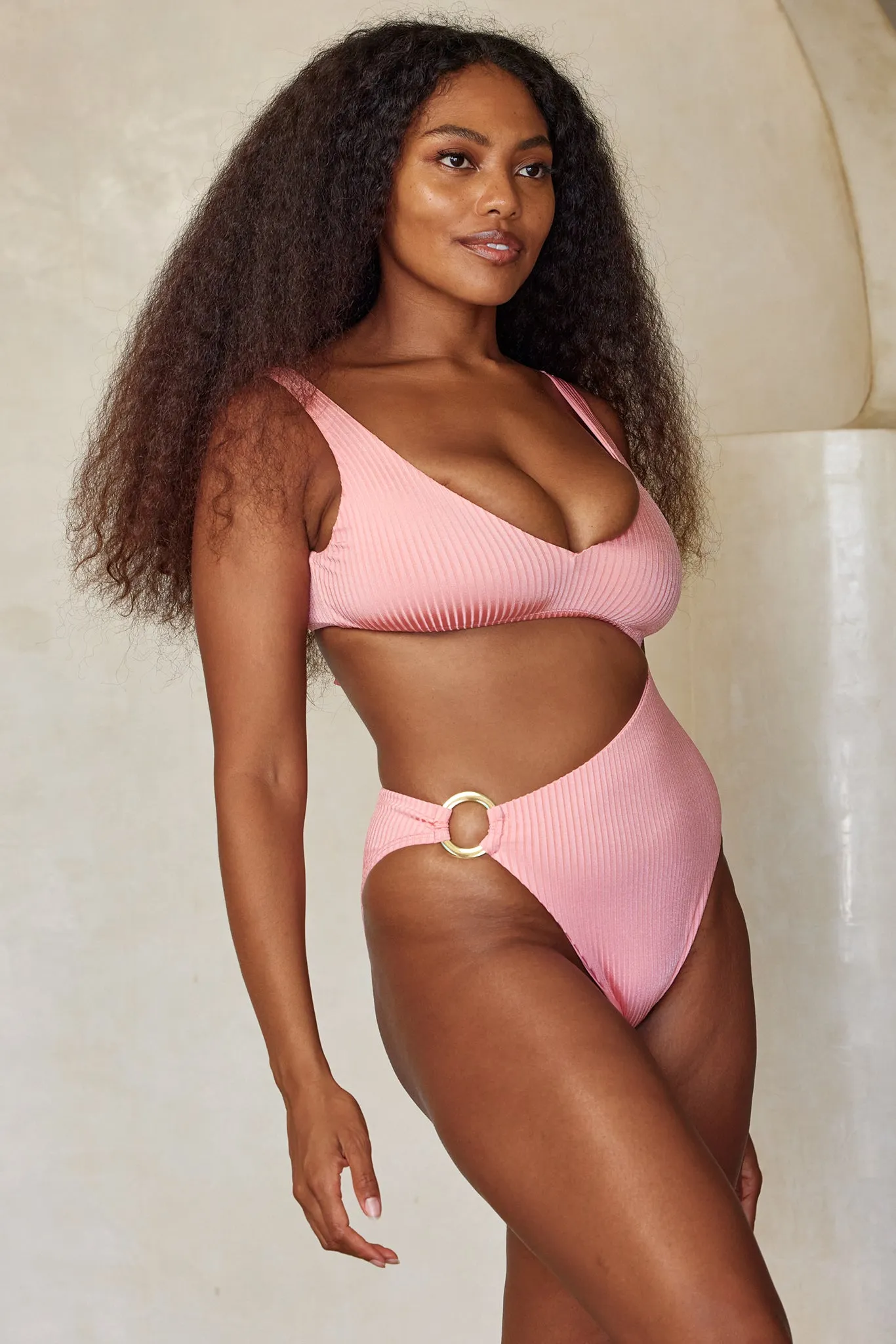 St. Barth's One Piece - Guava Wide Rib Monday Swimwear