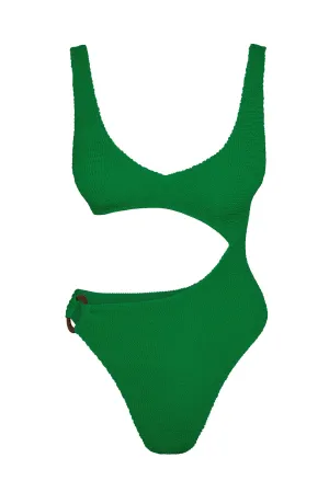 St. Barth's One Piece - Palm Green Crinkle Monday Swimwear