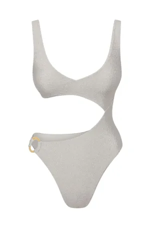 St. Barth's One Piece - Soft Silver Shimmer Monday Swimwear