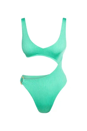 St. Barth's One Piece - Turquoise Wide Rib Monday Swimwear