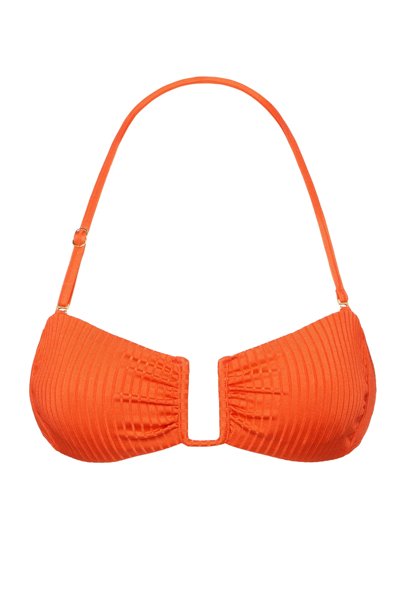 St. Martinique Bandeau - Papaya Wide Rib Monday Swimwear