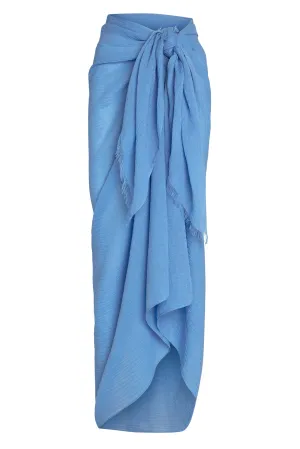St. Tropez Sarong - Azure Crinkle Linen Monday Swimwear
