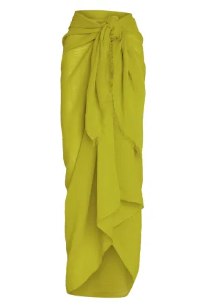 St. Tropez Sarong - Chartreuse Crinkle Linen Monday Swimwear