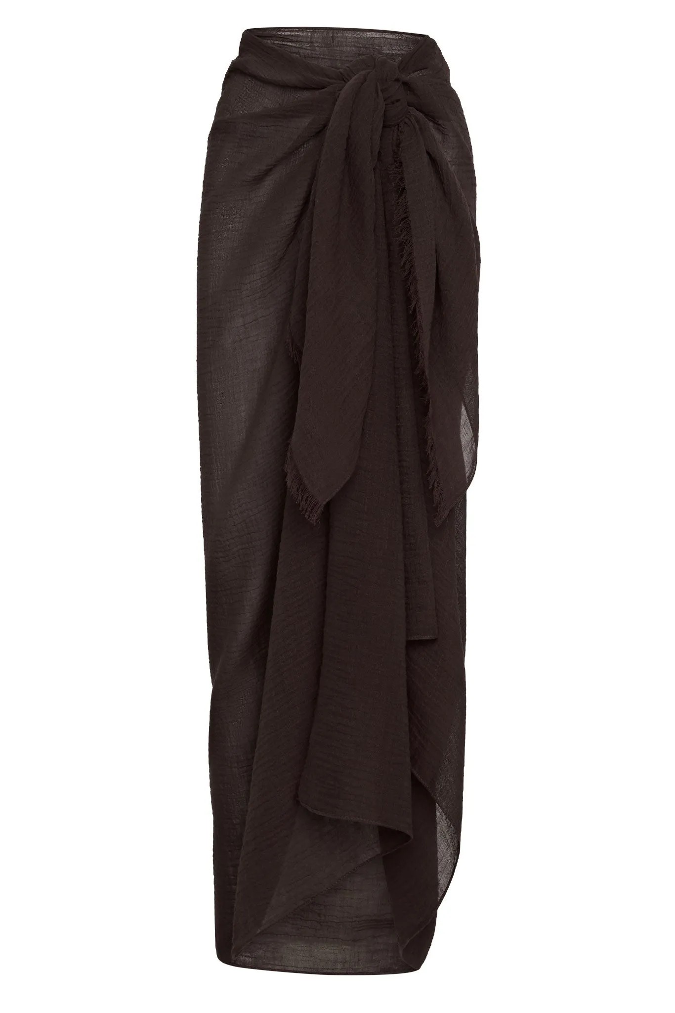 St. Tropez Sarong - Espresso Crinkle Linen Monday Swimwear