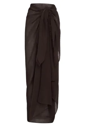 St. Tropez Sarong - Espresso Crinkle Linen Monday Swimwear