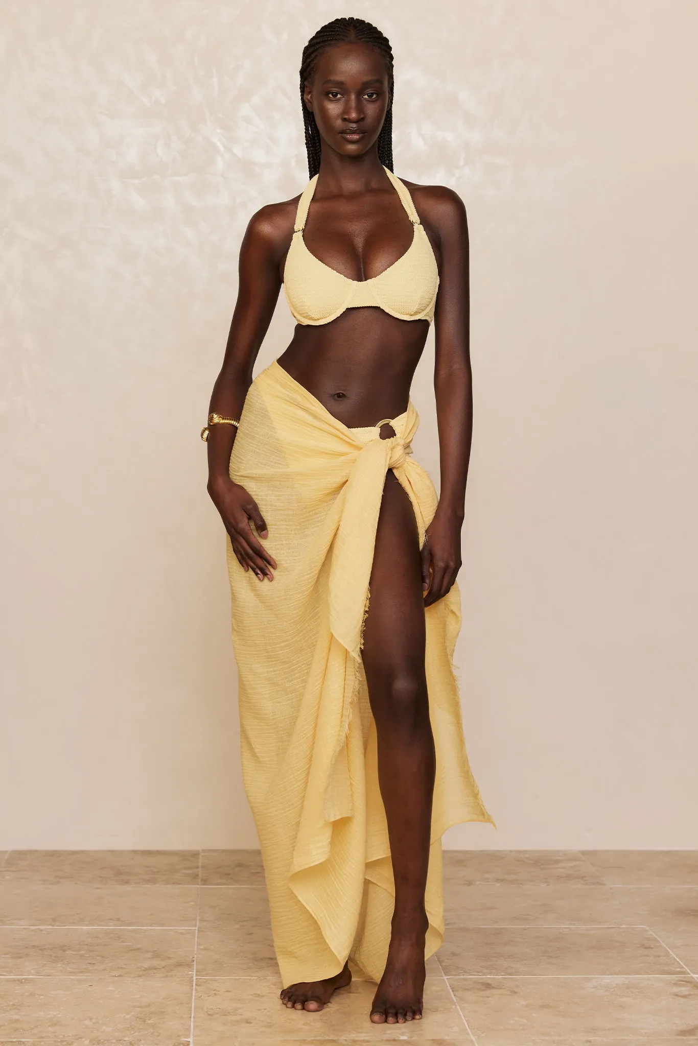 St. Tropez Sarong - Honey Crinkle Linen Monday Swimwear