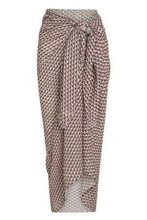 St. Tropez Sarong - Husk Geo Crinkle Linen Monday Swimwear