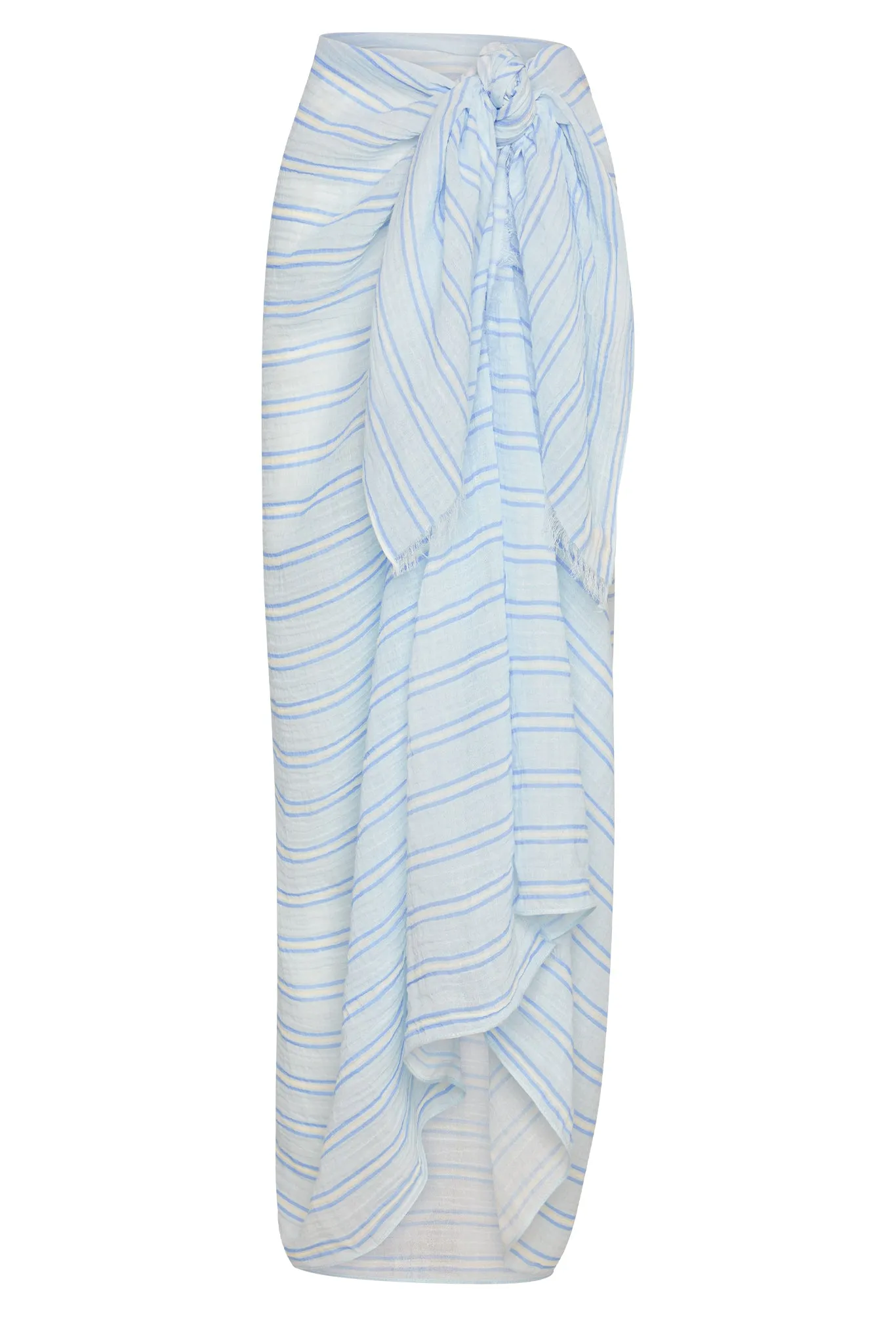 St. Tropez Sarong - Ice Stripe Crinkle Linen Monday Swimwear