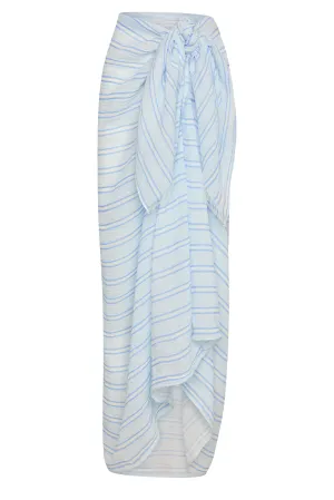 St. Tropez Sarong - Ice Stripe Crinkle Linen Monday Swimwear