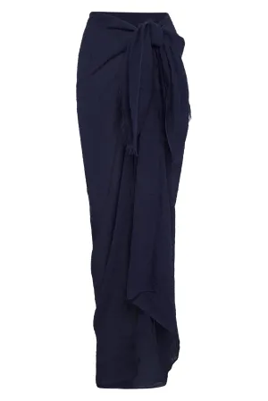 St. Tropez Sarong - Midnight Crinkle Linen Monday Swimwear