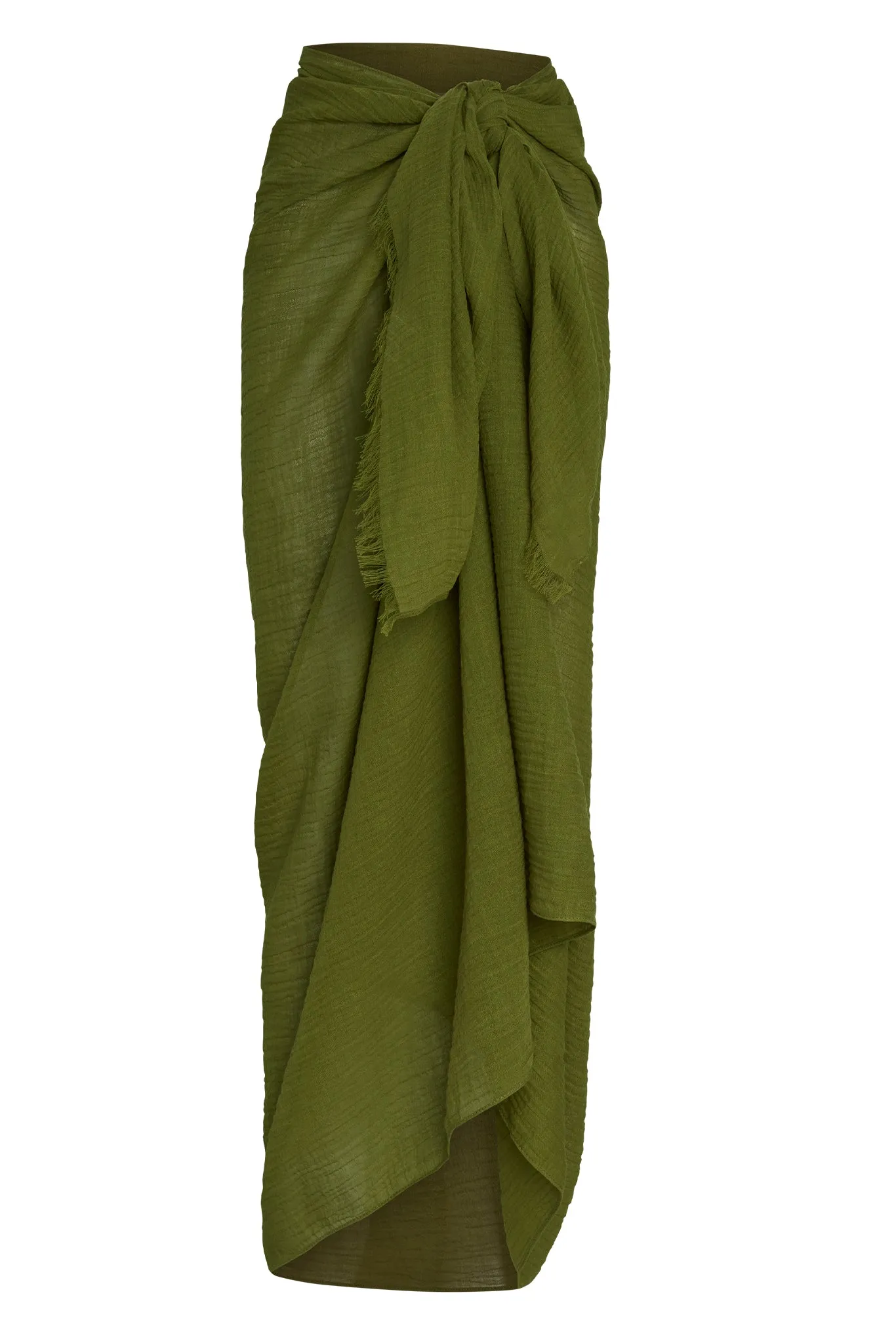 St. Tropez Sarong - Olive Crinkle Linen Monday Swimwear
