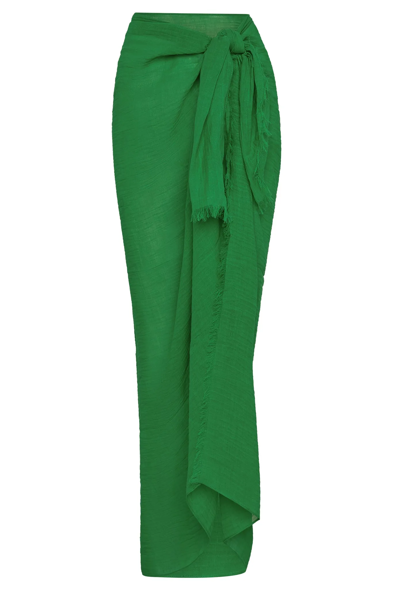 St. Tropez Sarong - Palm Green Crinkle Linen Monday Swimwear