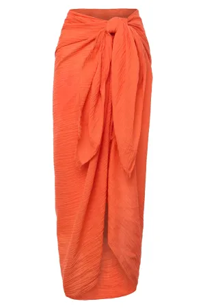 St. Tropez Sarong - Papaya Crinkle Linen Monday Swimwear