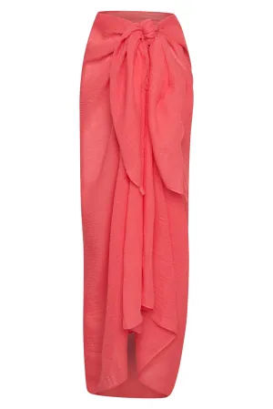 St. Tropez Sarong - Strawberry Crinkle Linen Monday Swimwear