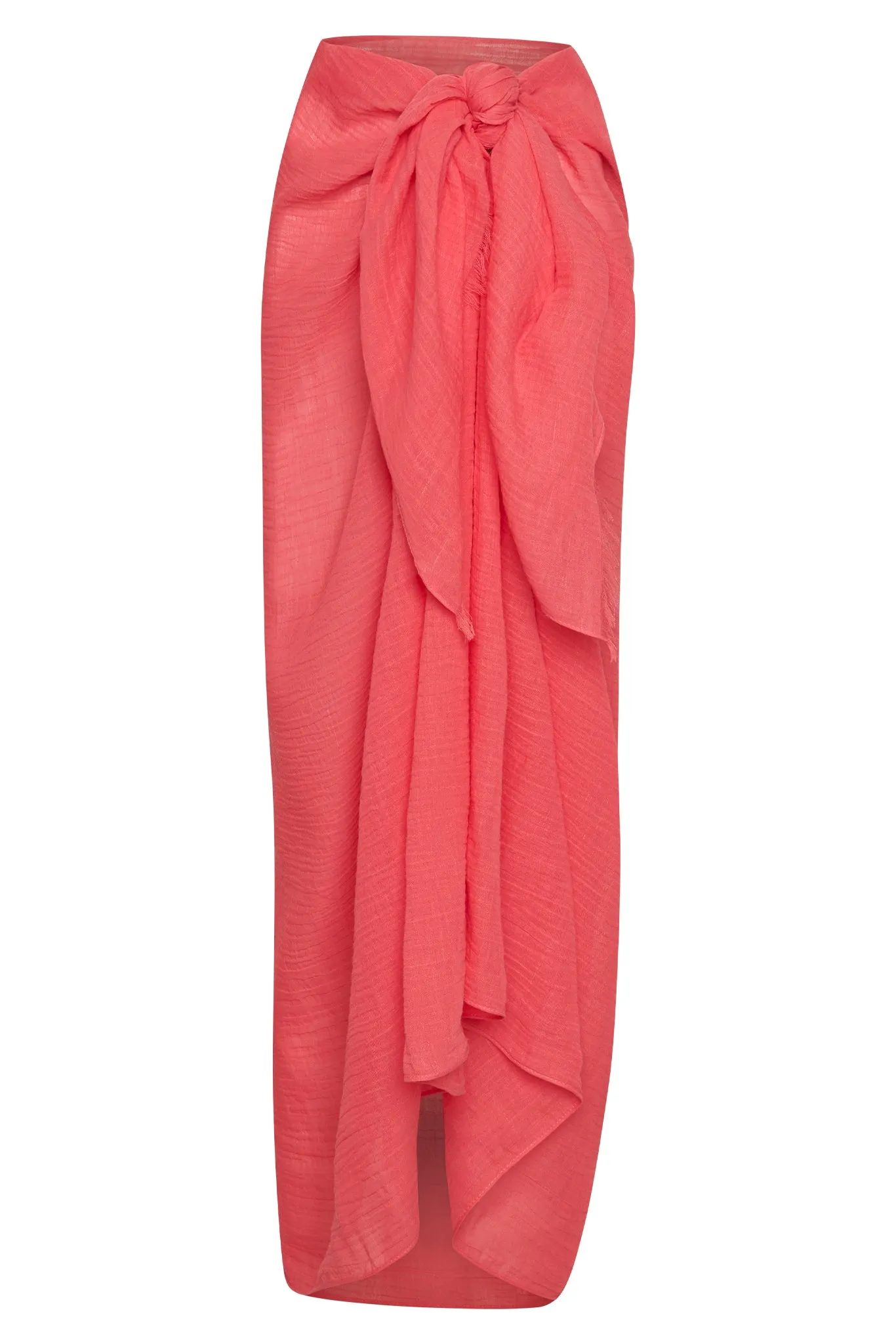 St. Tropez Sarong - Strawberry Crinkle Linen Monday Swimwear